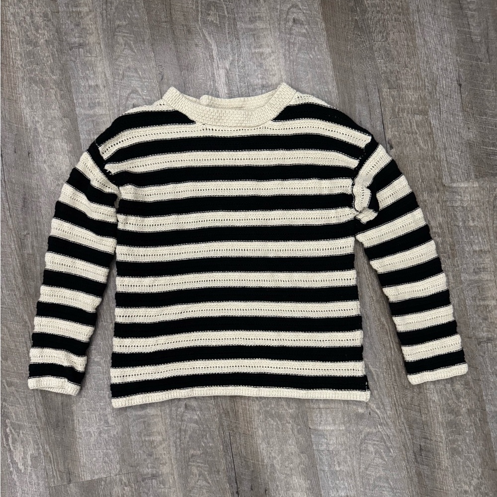 Striped Cotton Blend Chunky Sweater Sz M/L